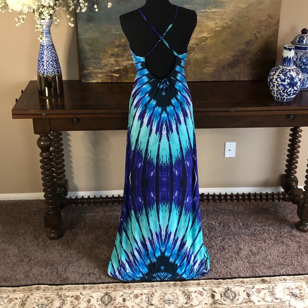 Blue Peacock Maxi Dress